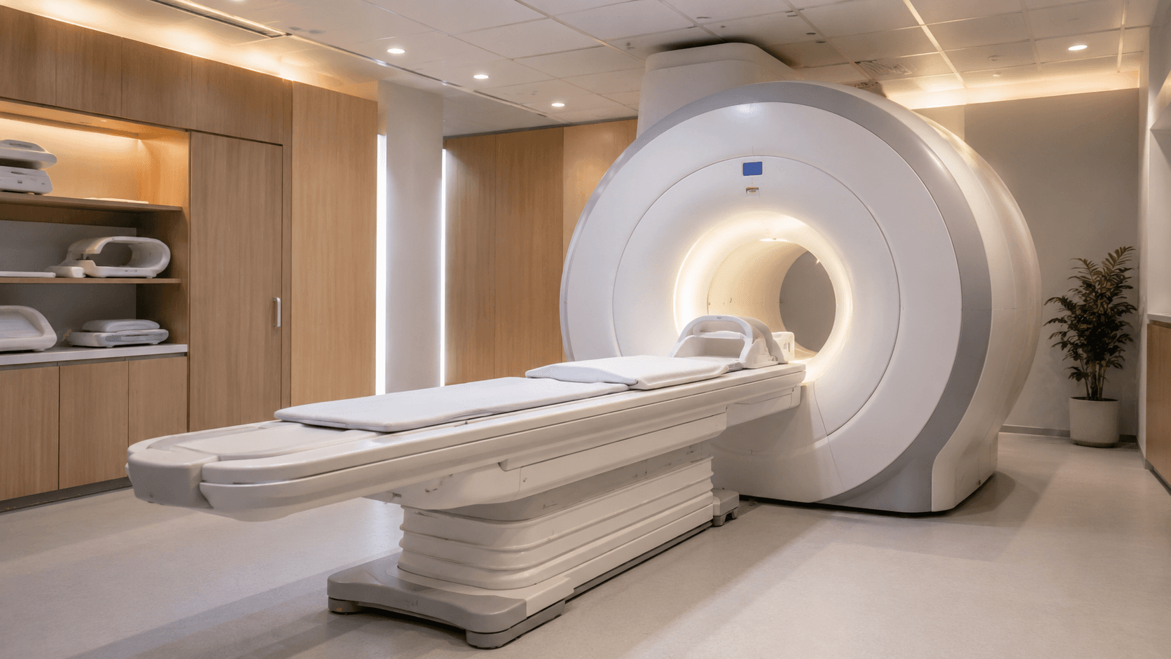 Modern medical imaging suite with MRI equipment