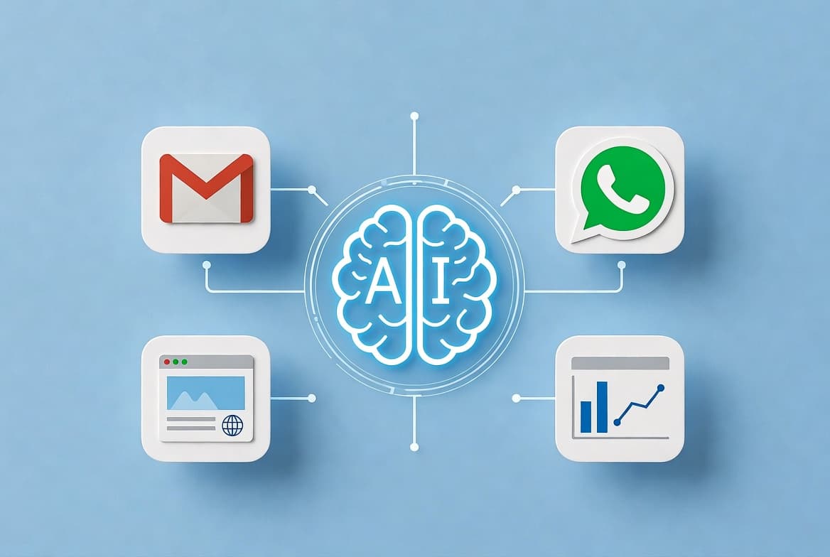 AI agent connected to Gmail, WhatsApp, websites and business analytics