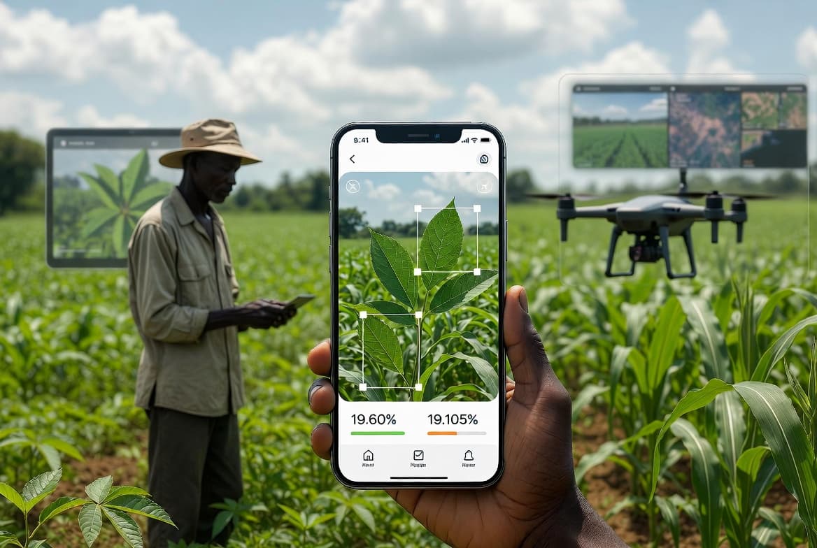 Computer vision monitoring crops with a smartphone, drone and farm analytics